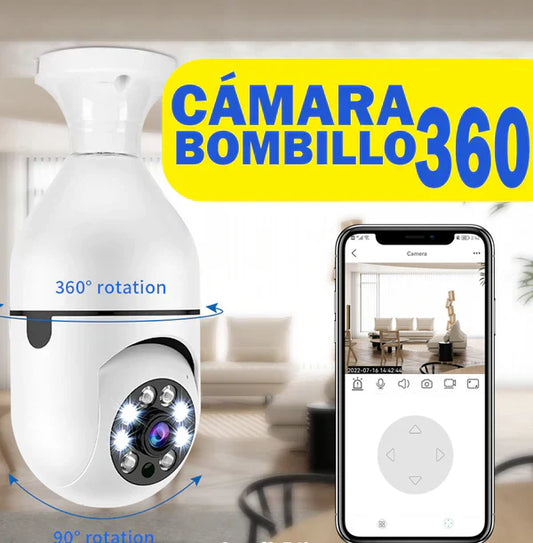 FOCO CAMARA DE SEGURIDAD 360° FULL HD VISION NOCTURNA